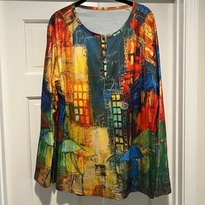 Colorful Abstract Long Sleeve Top XL